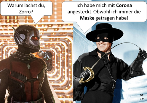 Zorro hat trotz Maske Corona