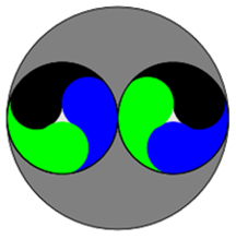 Kreis mit 3-schweifigen Fischblasen