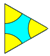 Gleichseitiges Dreieck mit blauem Band als Dreier-Kreuzung