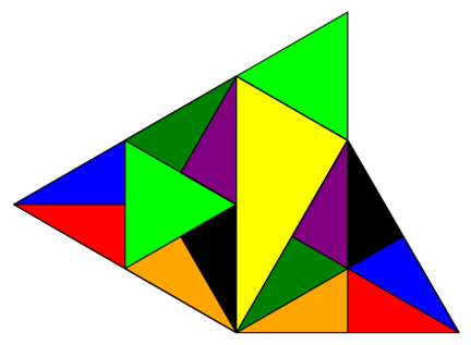 Pythagoras: Zerlegungsbeweis mit regelmäßigen 3-Ecken