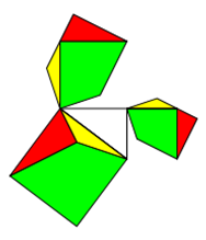 Pythagoras mit zerlegbarem Quadrat zur Hundehütte