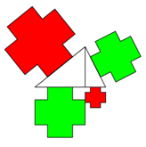 Pythagoras: Gleiche Flächen über Kreuz