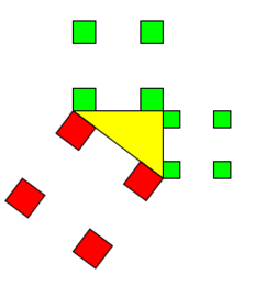 Verallgemeinerter Pythagoras mit je 4 Quadraten, die nicht zusammenhängen