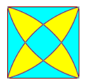 Quadrat mit Viertelkreisen, Bogen 60°